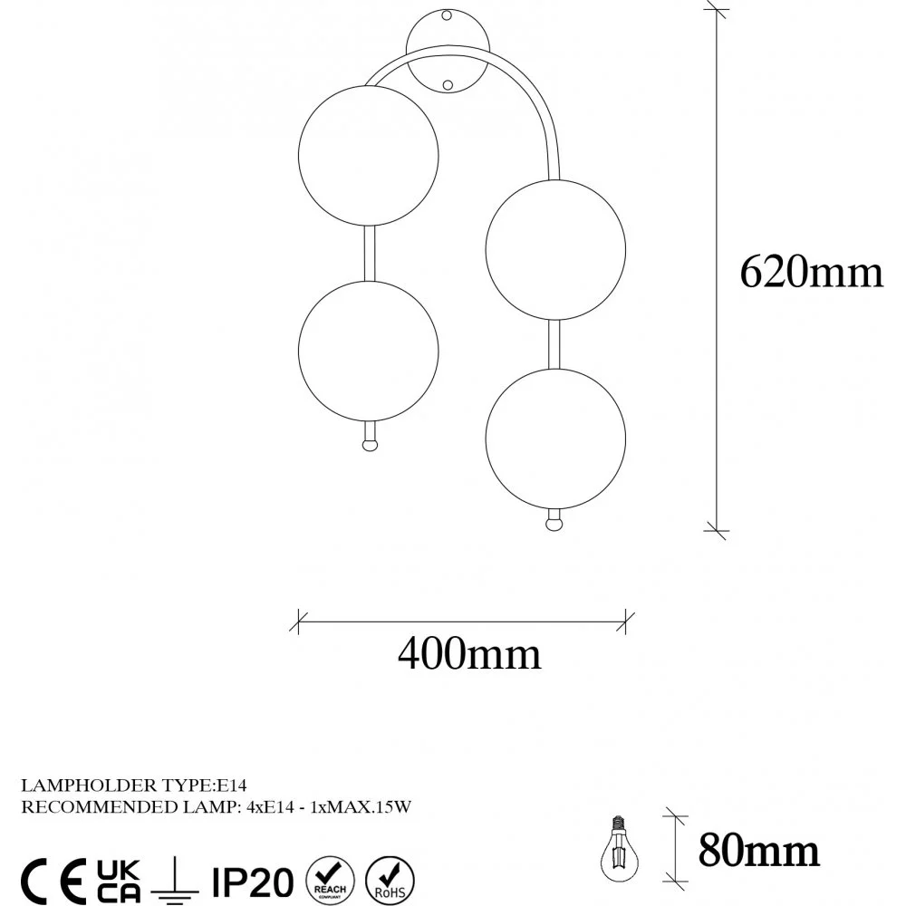 Skånska Möbelhuset Klenod Vägglampa 10600 - Guld - Bild 5