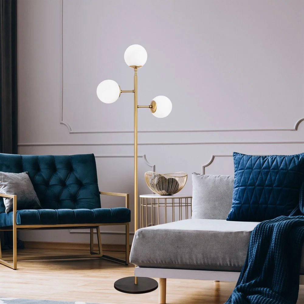 Skånska Möbelhuset Atlas Golvlampa Opal - Guld