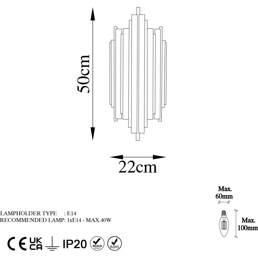 Skånska Möbelhuset Reis Vägglampa 13342 - Krom - Bild 7