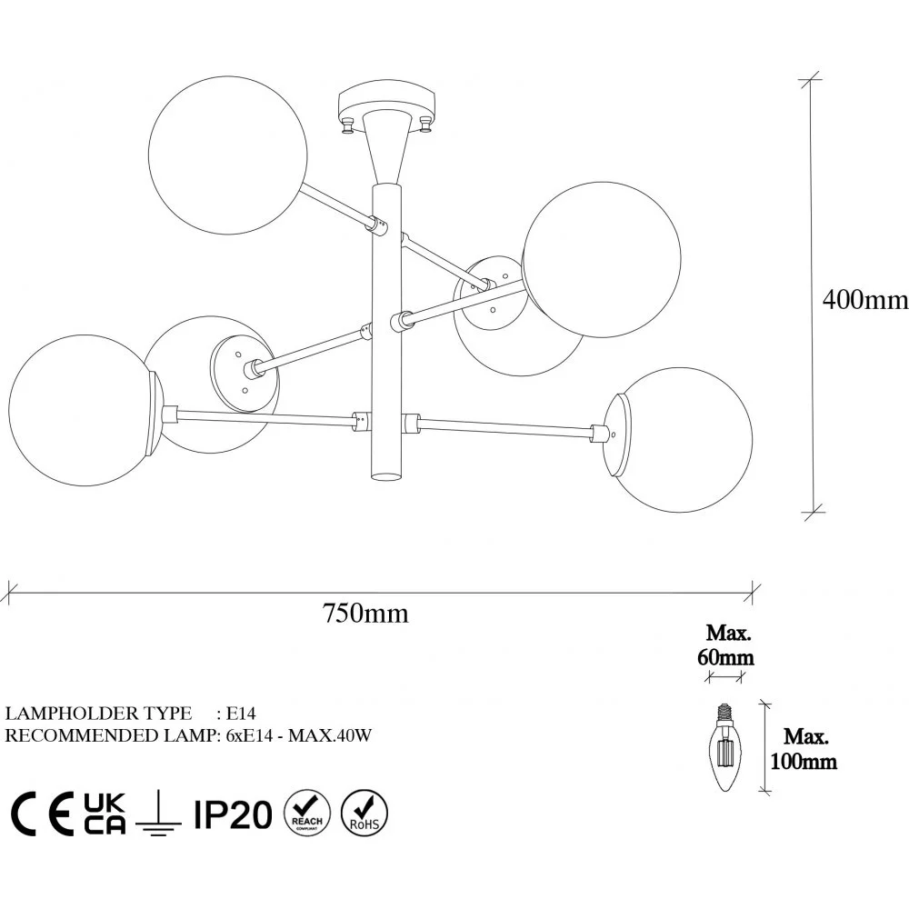 Skånska Möbelhuset Arve Taklampa 10173 - Guld/vit - Bild 4